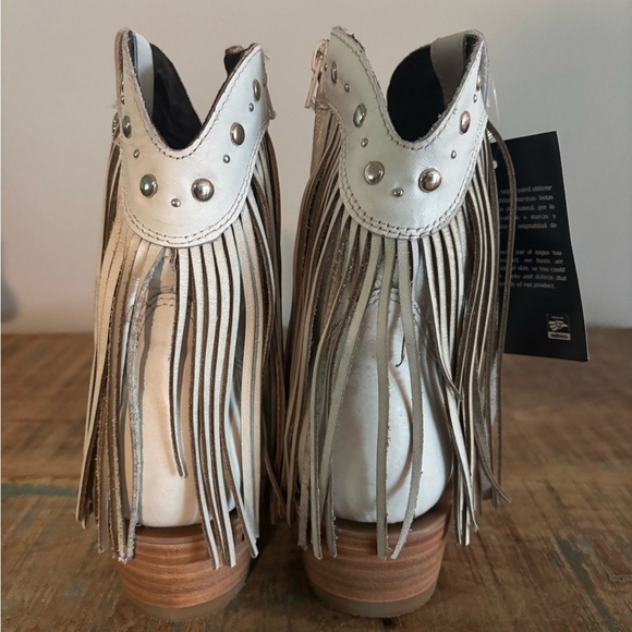 Angus Studded Leather Fringe Booties NWT - Picture 4 of 7